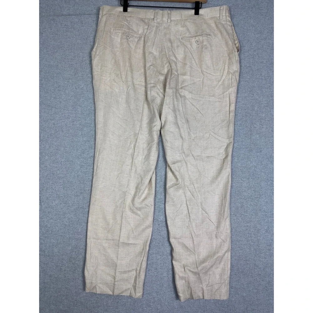 Linen Suit Blazer Pants 3XL 46x29 Cream Beige Straight Leg Summer Casual